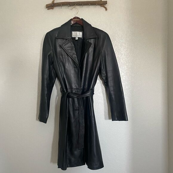 Black maxi leather coat - Picture 8 of 12